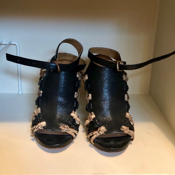Coach black and snakeskin knotted cage heel - Picture 2 of 2